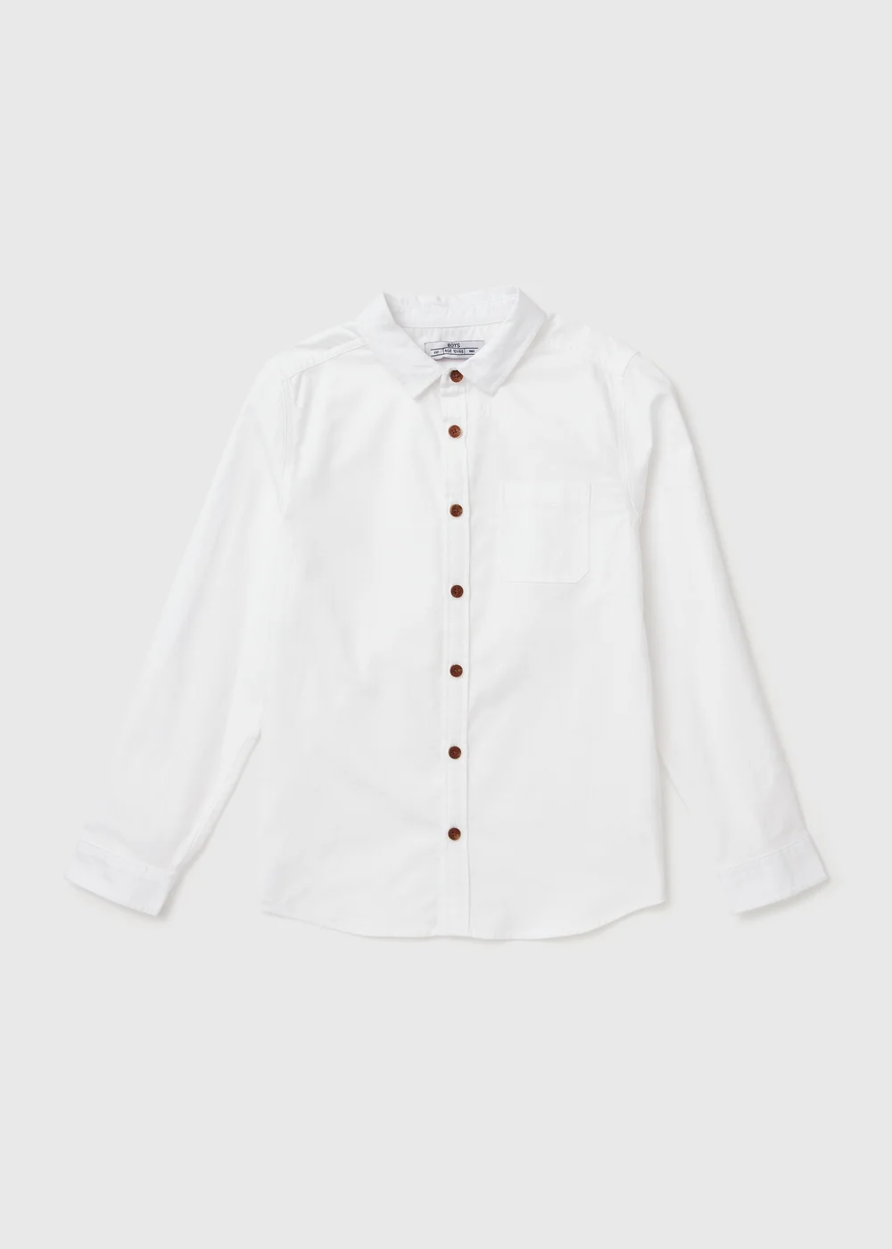 Boys White Plain Twill Shirt (7-13yrs) - Age 7 Years Image 1