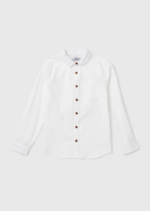Boys White Plain Twill Shirt (7-13yrs) - Age 7 Years Image 1