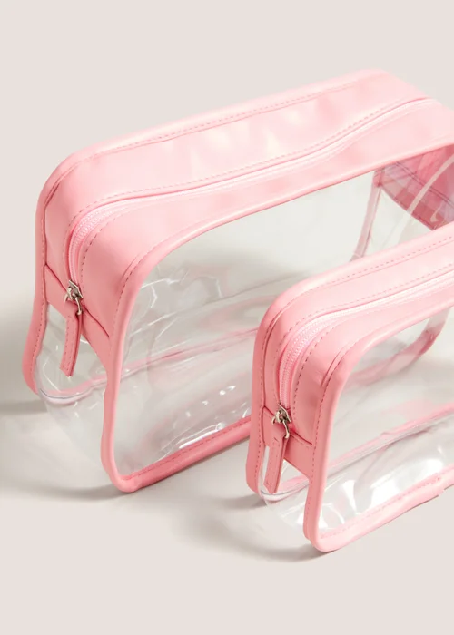 2 Pack Pink Clear Cosmetic Bag Image 2
