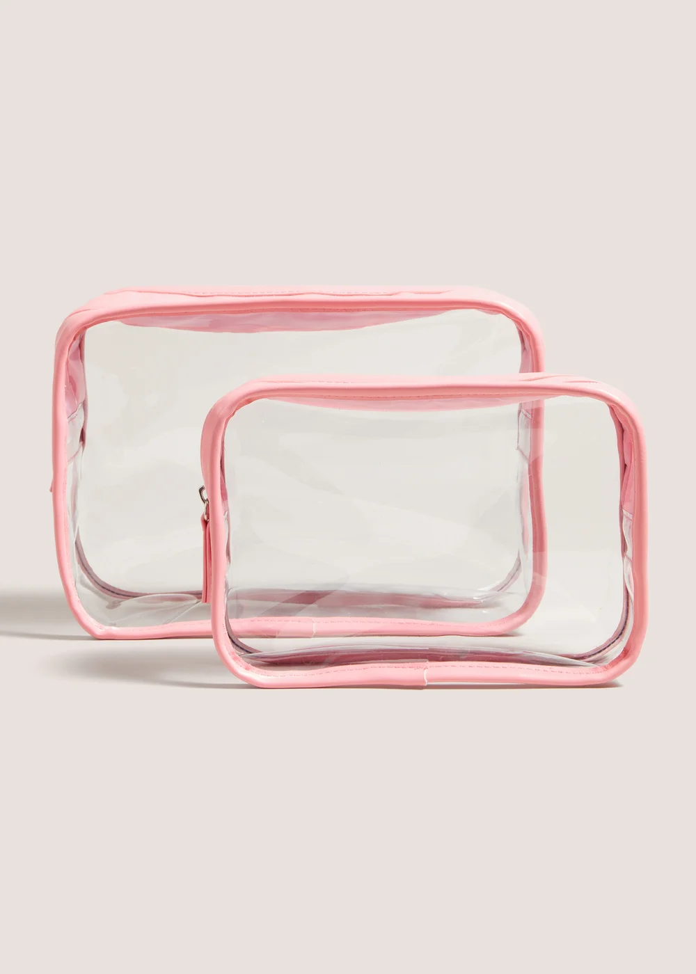 2 Pack Pink Clear Cosmetic Bag Image 1