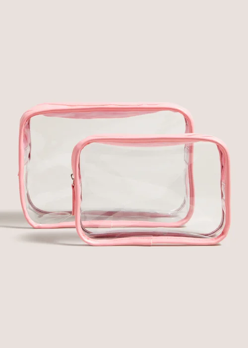 2 Pack Pink Clear Cosmetic Bag Image 1