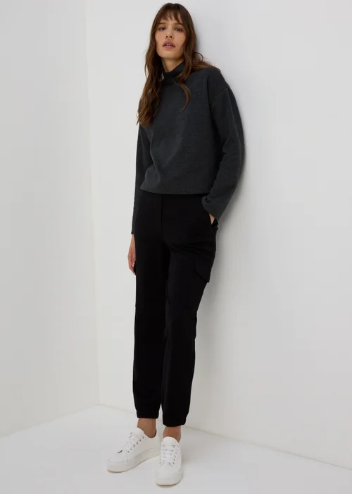 Charcoal Soft Touch High Neck Top - Small Image 4