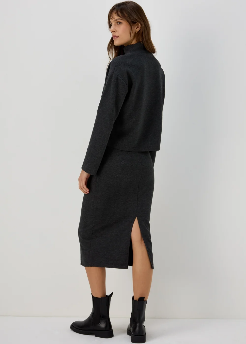 Charcoal Soft Touch High Neck Top - Small Image 2