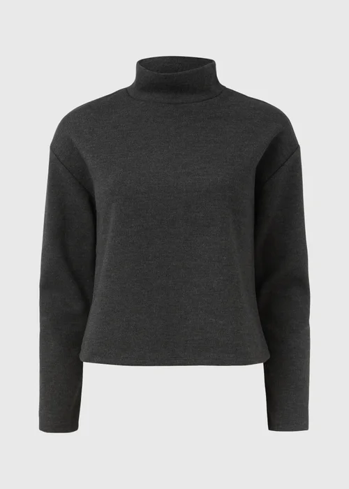 Charcoal Soft Touch High Neck Top - Small Image 5