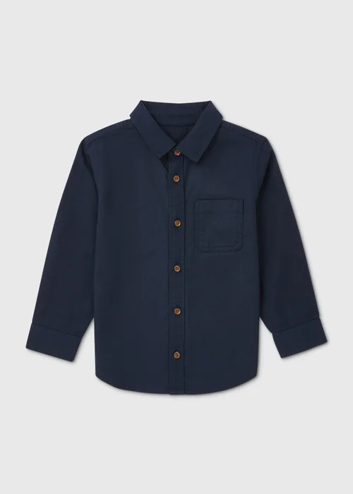Boys Navy Plain Twill Shirt (1-7yrs) - 1 to 1 half years Image 1