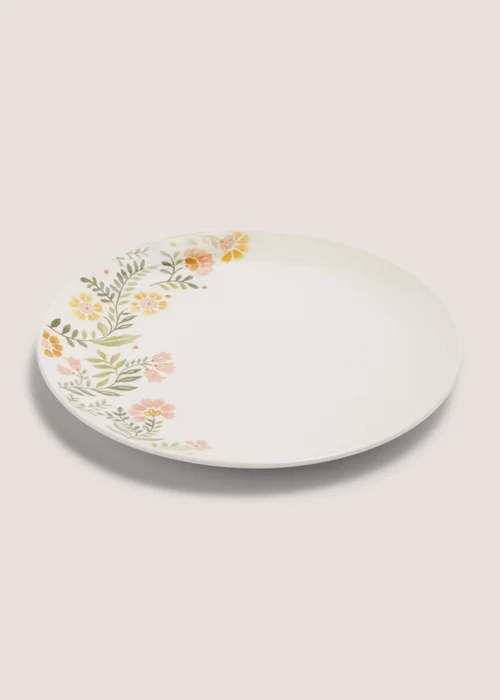 White Floral Folk Dinner Plate (24cm) Image 1
