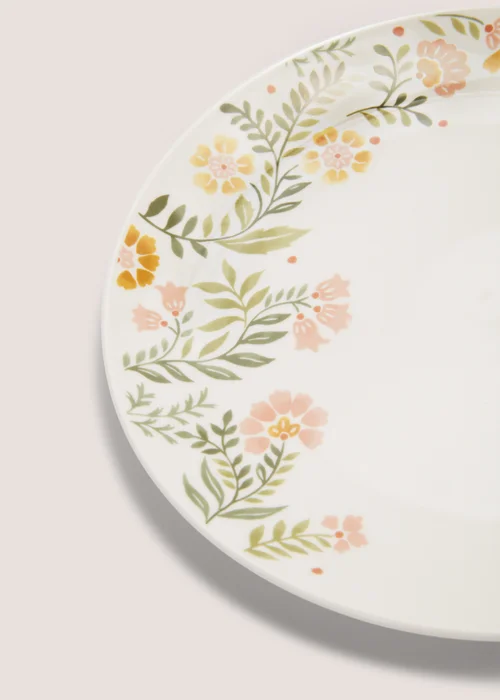 White Floral Folk Dinner Plate (24cm) Image 2
