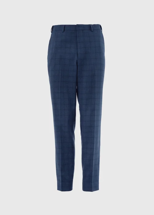 Taylor & Wright Blue Windowpane Flexi Waist Trousers - 32/L29 Image 5