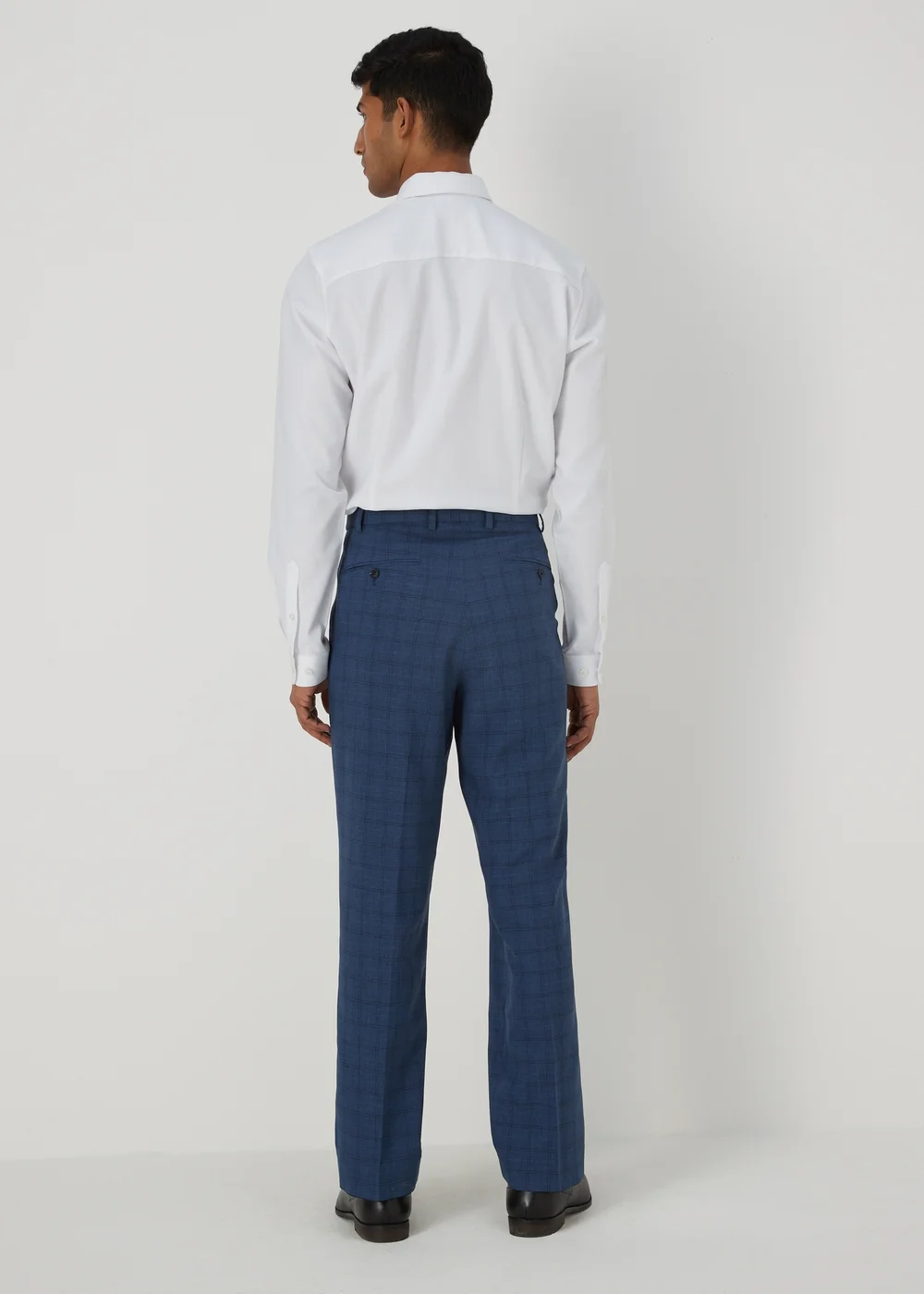Taylor & Wright Blue Windowpane Flexi Waist Trousers - 32/L29 Image 2