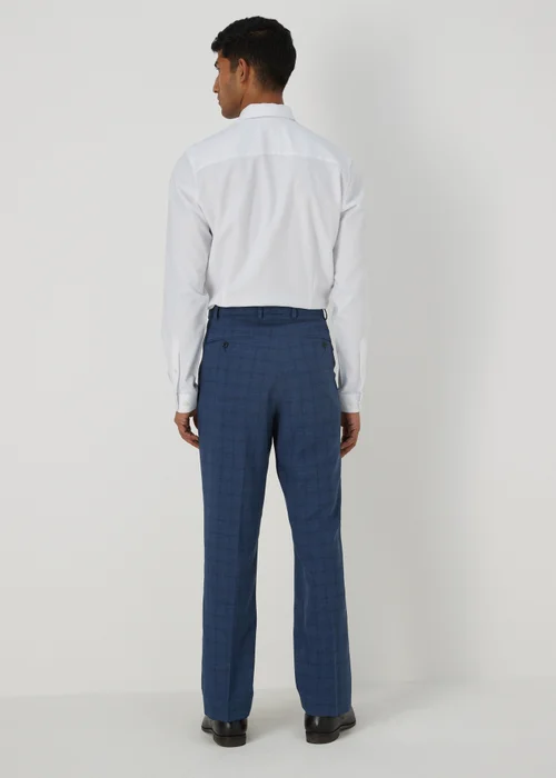 Taylor & Wright Blue Windowpane Flexi Waist Trousers - 32/L29 Image 2