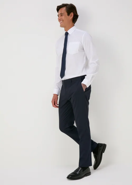 Taylor & Wright Navy Slim Fit Trousers - 32/L33 Image 1