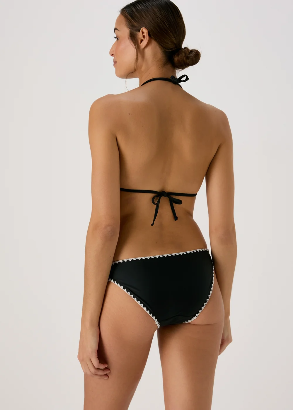 Black White Stitch Triangle Bikini Top - 6 Image 2