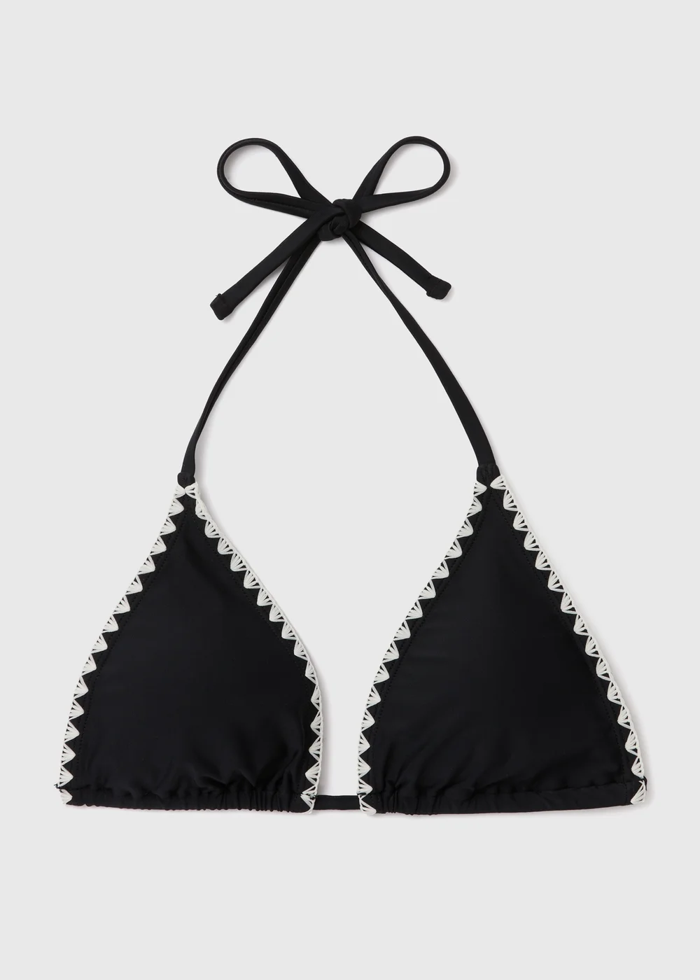Black White Stitch Triangle Bikini Top - 6 Image 4