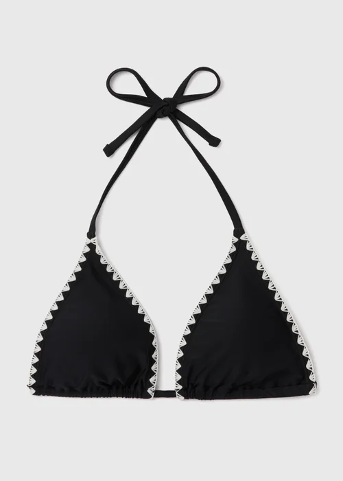 Black White Stitch Triangle Bikini Top - 6 Image 4