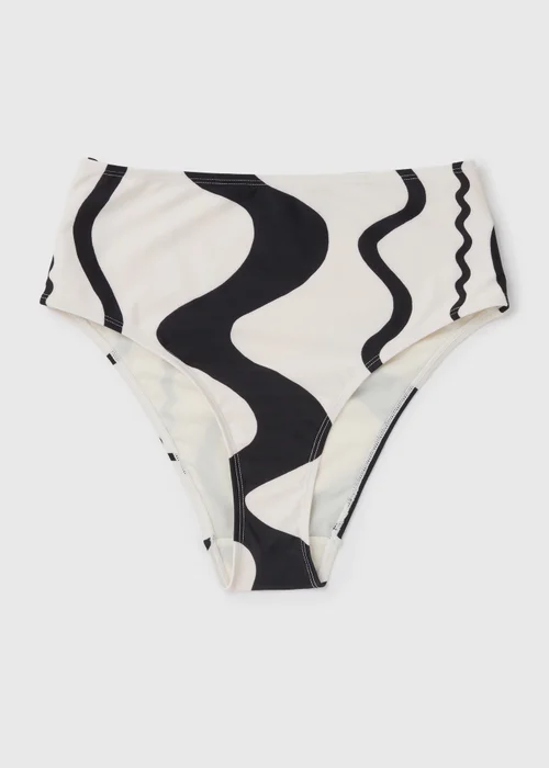 Black Swirl Design High Waisted Bikini Bottoms - Size 8 Image 4