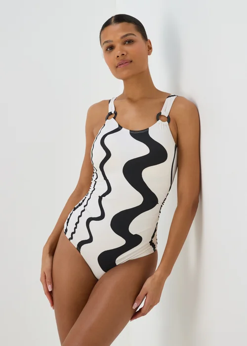 Cream Swirl Ring Swimsuit - Size 6 Image 1
