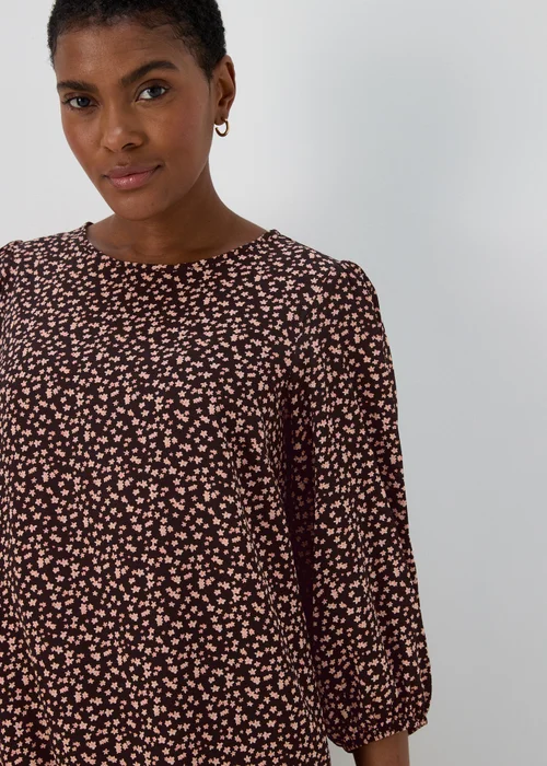 Black Floral Bubble Box Blouse - Size 8 Image 3