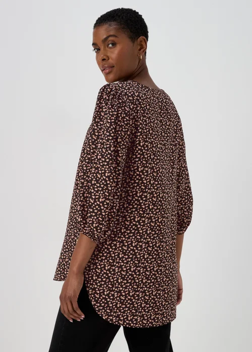 Black Floral Bubble Box Blouse - Size 8 Image 2