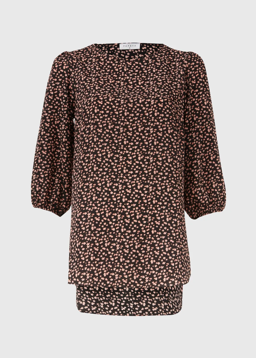 Black Floral Bubble Box Blouse - Size 8 Image 5