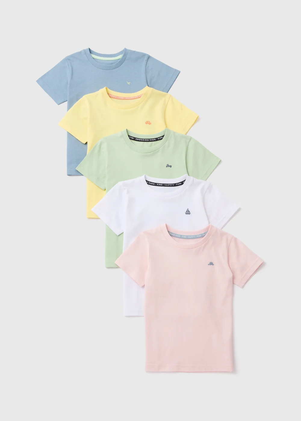 Boys 5 Pack Multicolour Solid Bright T-Shirts (1-7yrs) - 1-1.5 Yrs Image 1