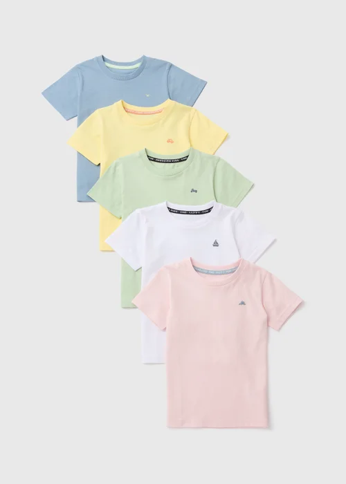 Boys 5 Pack Multicolour Solid Bright T-Shirts (1-7yrs) - 1-1.5 Yrs Image 1