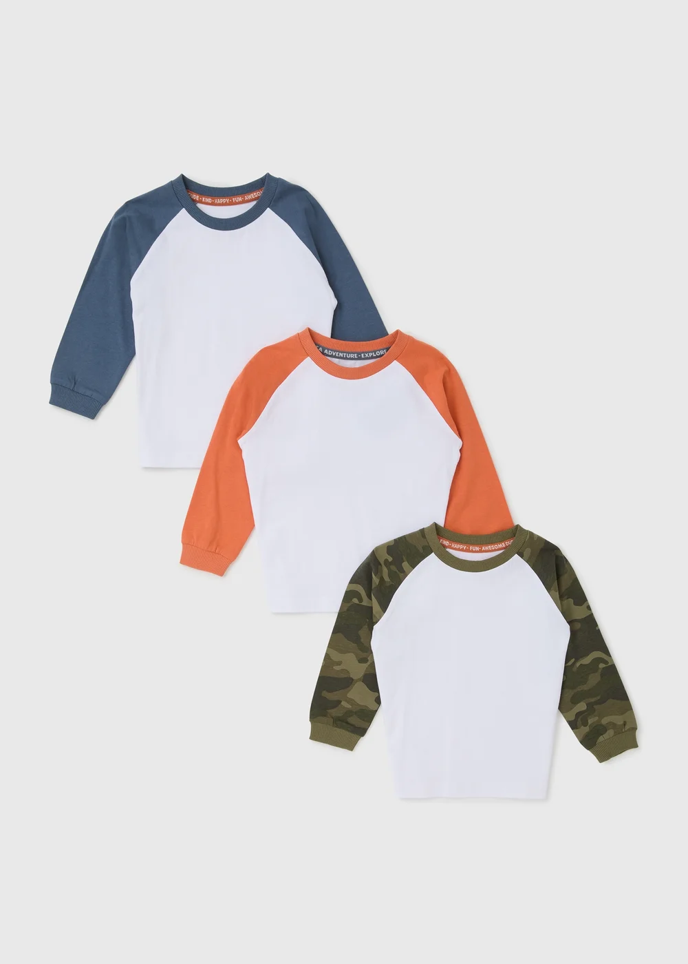 Boys 3 Pack Multicolour Raglan T-Shirt (1-7yrs) - 1-1.5 Yrs Image 1