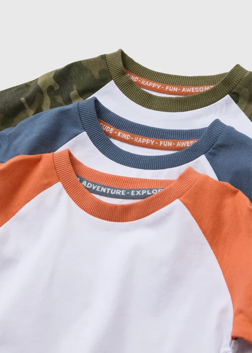 Boys 3 Pack Multicolour Raglan T-Shirt (1-7yrs) - 1-1.5 Yrs Image 2