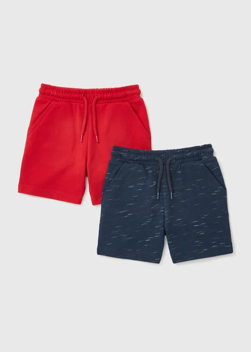 Boys 2 Pack Red & Navy Shorts - 1 half year to 2 Image 1