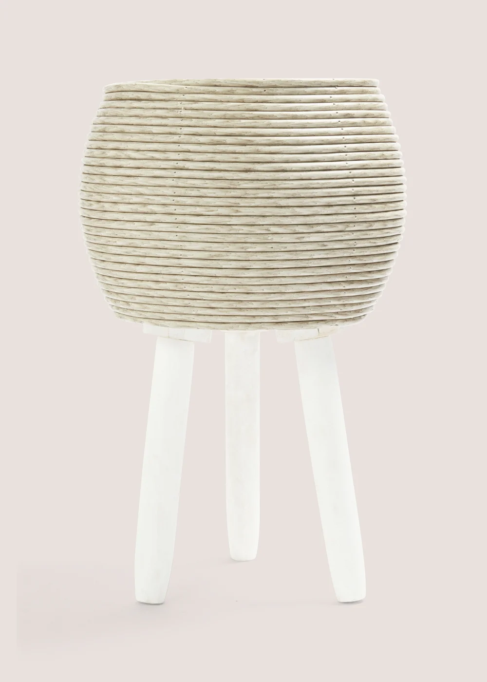 Outdoor Small Cream Plastic Woven Planter (26cm x 40cm) Image 1