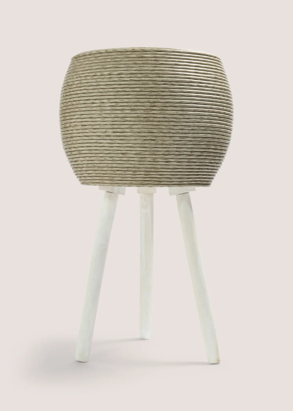 Outdoor Cream Plastic Woven Planter (30cm x 30cm x 60cm) Image 1