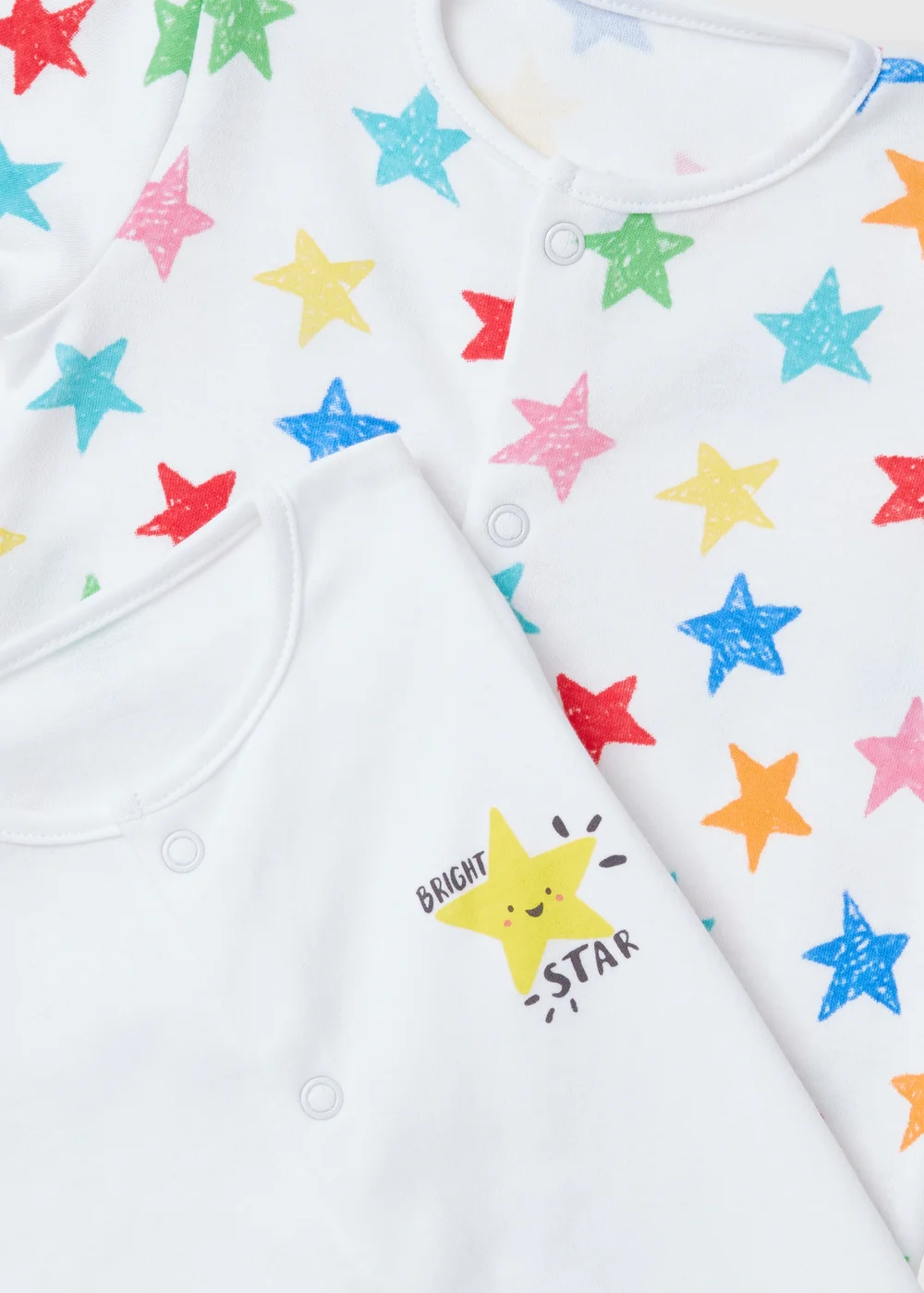 Baby 2 Pack Grey Star Sleepsuit (Newborn-23mths) - Newborn Image 2
