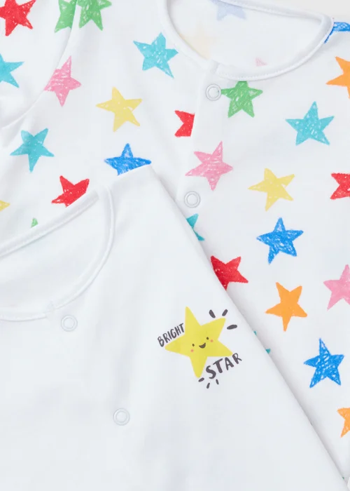 Baby 2 Pack Grey Star Sleepsuit (Newborn-23mths) - Newborn Image 2