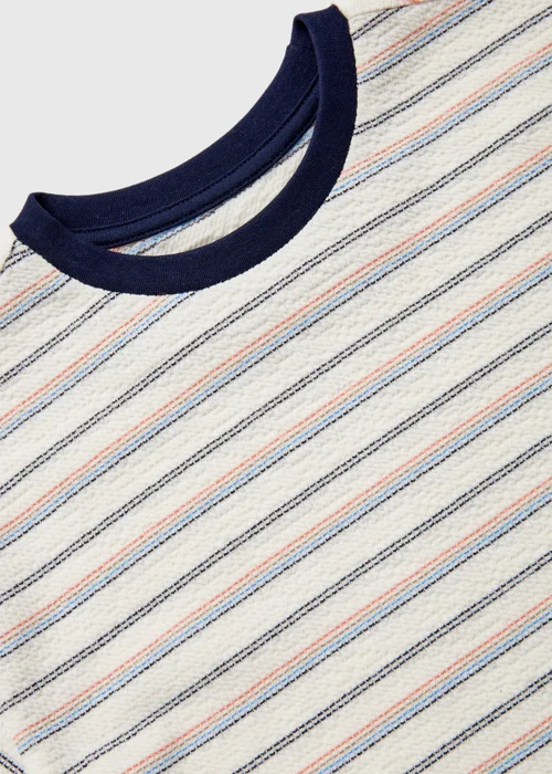 Boys Cream Stripe Textured T-Shirt (1-7yrs) - 1 to 1 half years Image 2