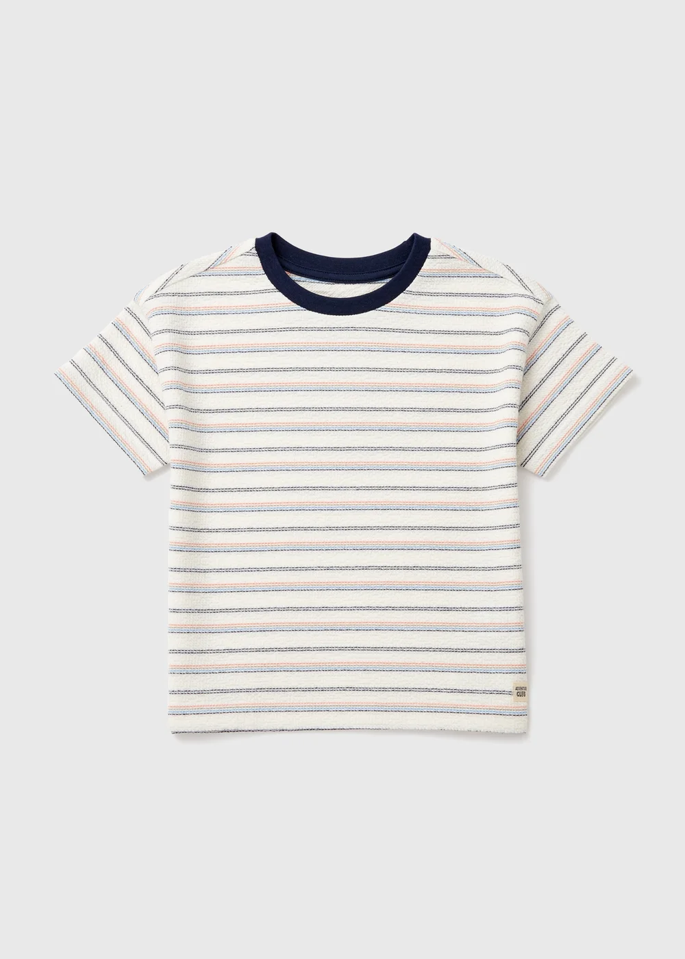 Boys Cream Stripe Textured T-Shirt (1-7yrs) - 1 to 1 half years Image 1