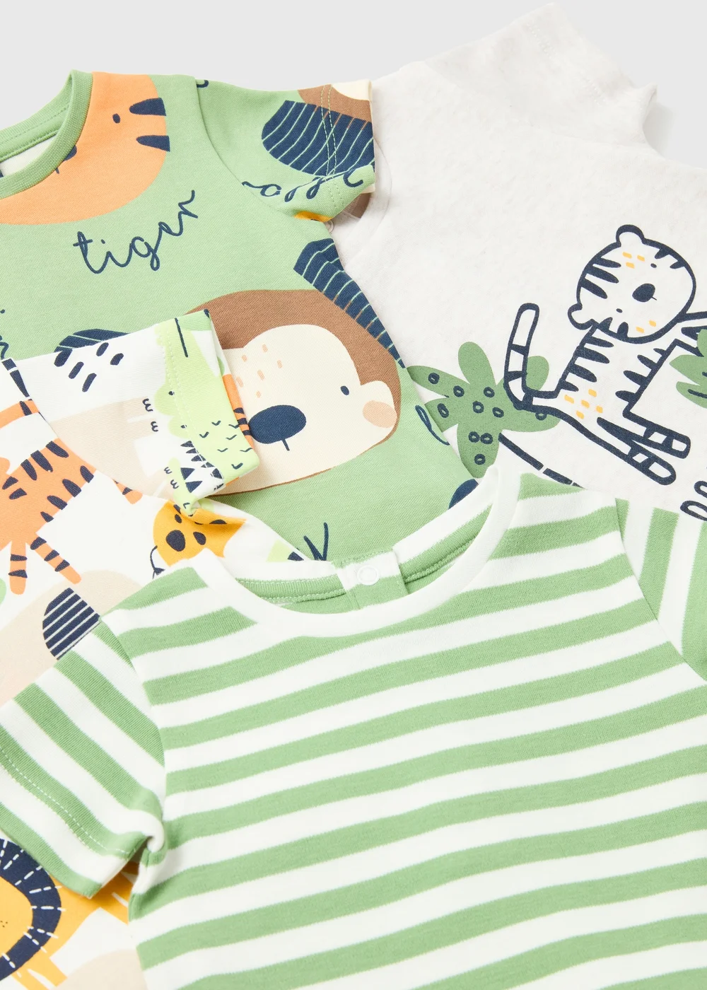 Baby 4 Pack Multicolour Jungle Rompers (Tiny Baby-18mths) - 0-3 months Image 2