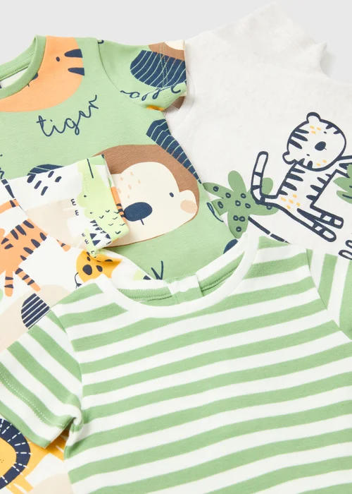 Baby 4 Pack Multicolour Jungle Rompers (Tiny Baby-18mths) - 0-3 months Image 2