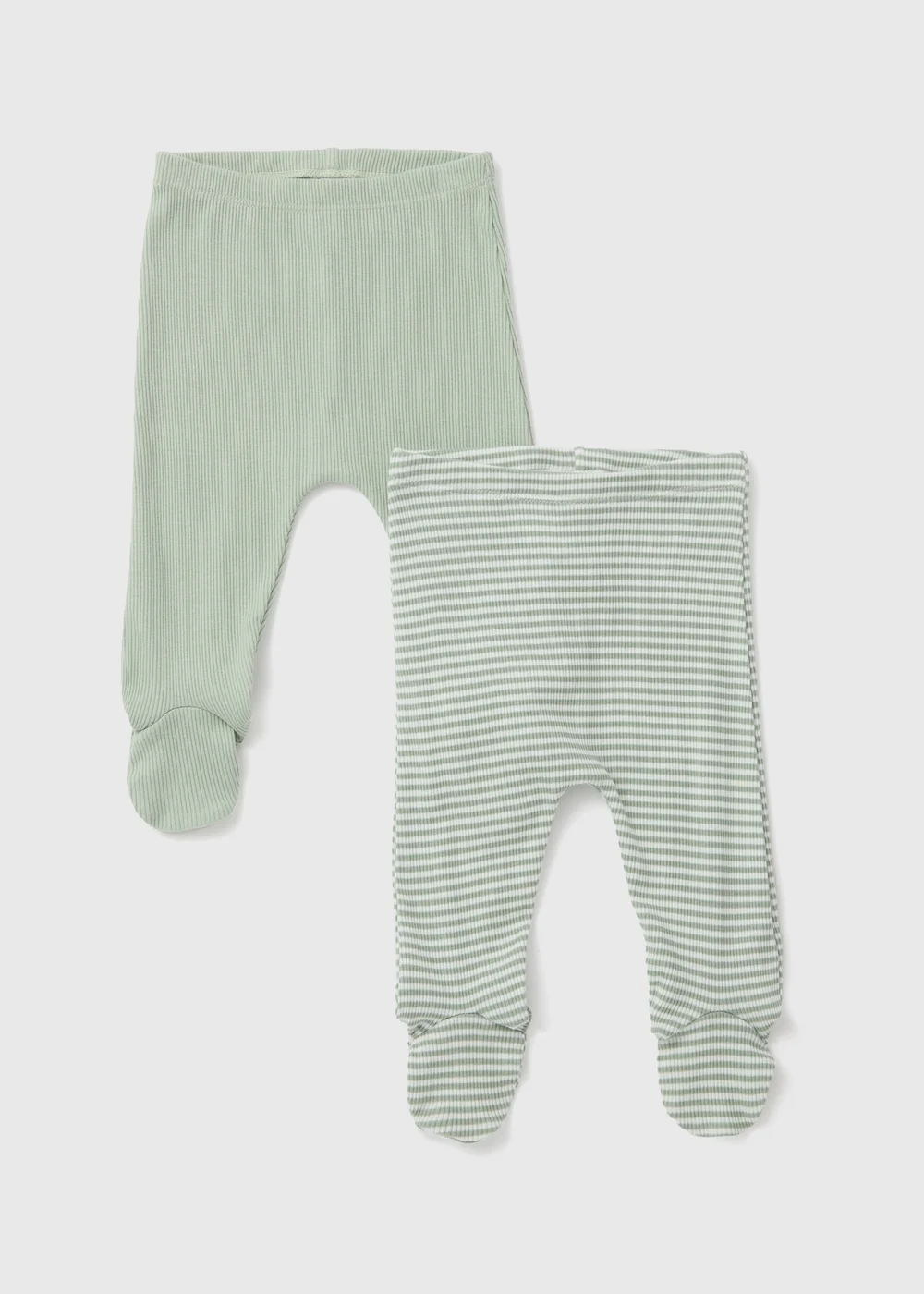 Baby 2 Pack Sage Ribbed Leggings (Tiny Baby-18mths) - 9-12 months Image 1