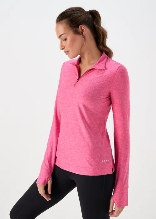 Souluxe Pink Basic Half Zip Top - S Image 1