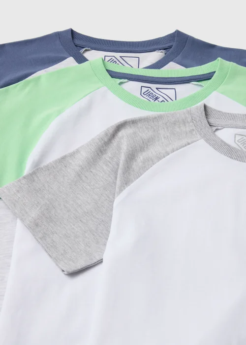 Boys 3 Pack Multicolour Raglan Skate T-Shirts - 7 Yrs Image 2