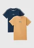 Boys 2 Pack Navy Slogan Tape T-Shirts (7-13yrs) - Age 7 Years Image 1