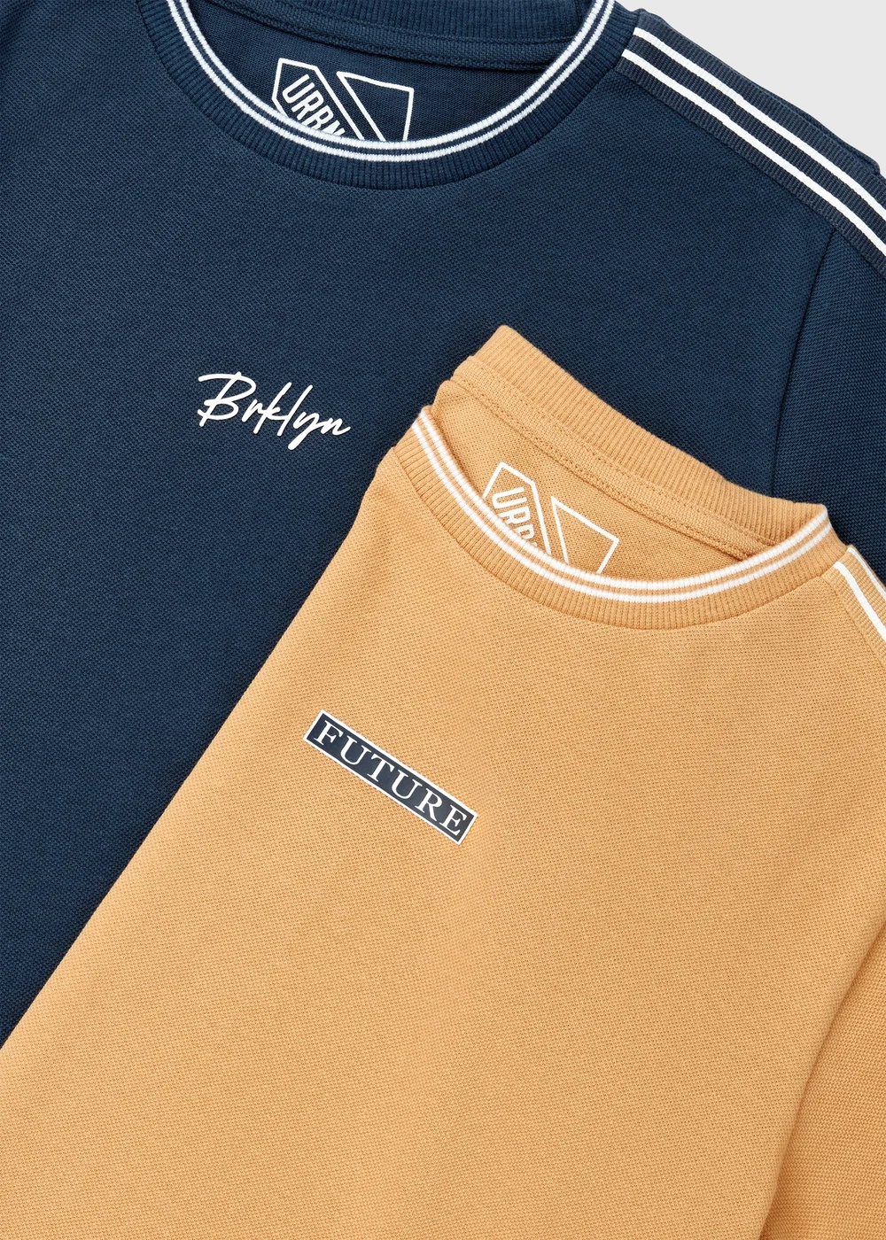 Boys 2 Pack Navy Slogan Tape T-Shirts (7-13yrs) - Age 7 Years Image 2