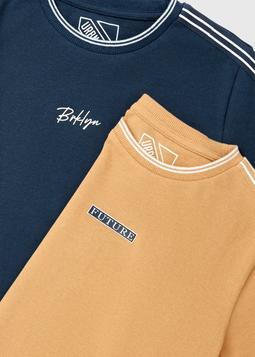 Boys 2 Pack Navy Slogan Tape T-Shirts (7-13yrs) - Age 7 Years Image 2