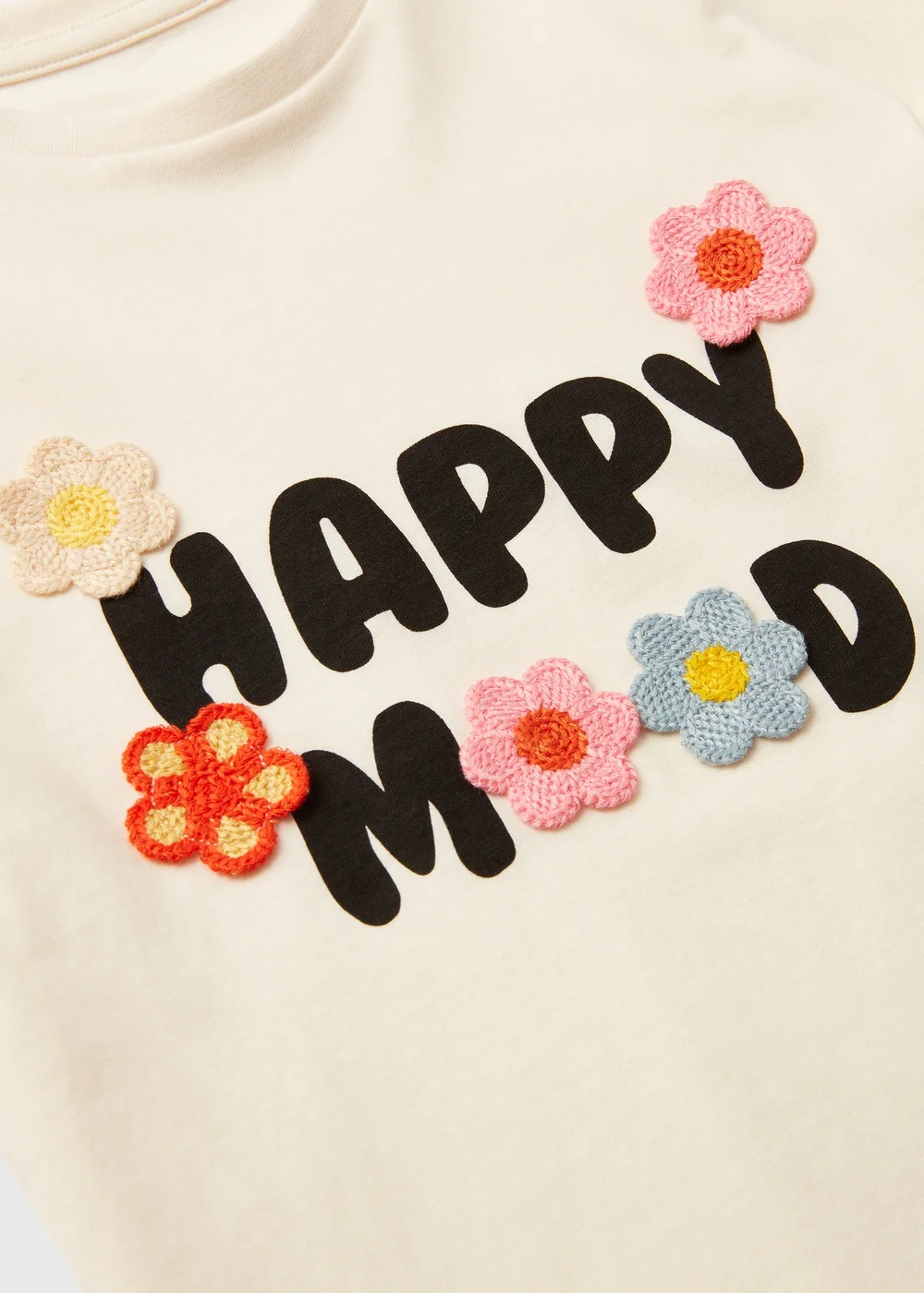 Girls Cream Happy Mood T-Shirt (1-7yrs) - 1 to 1 half years Image 2