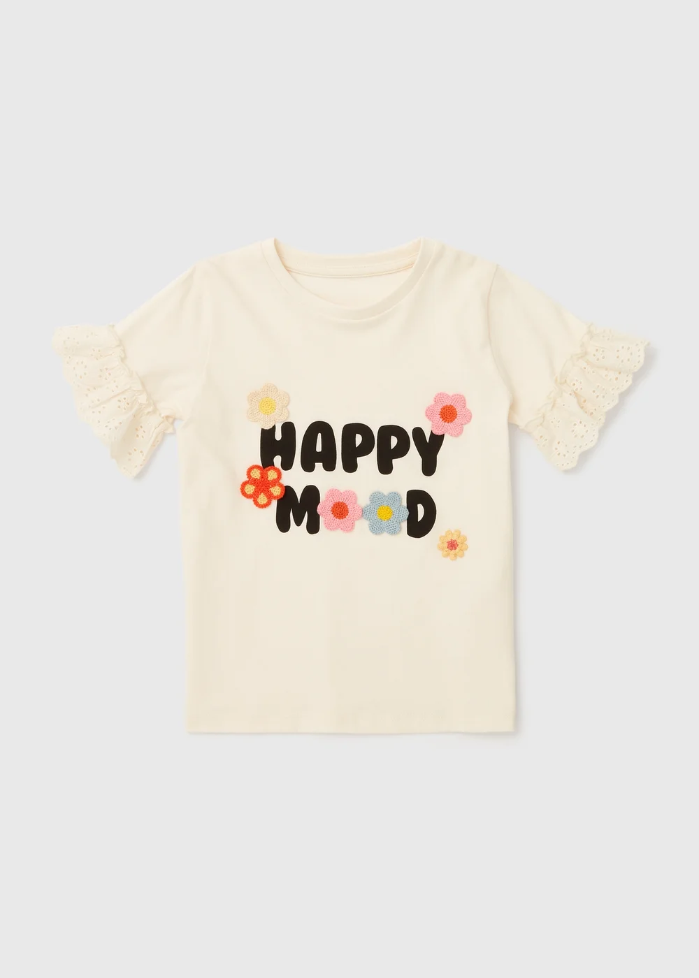 Girls Cream Happy Mood T-Shirt (1-7yrs) - 1 to 1 half years Image 1