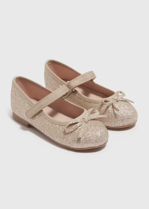 Girls Gold Ballet Flats (Younger 4-9) - Size 4 Infants Image 1
