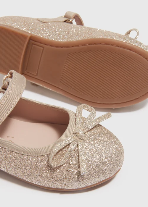Girls Gold Ballet Flats (Younger 4-9) - Size 4 Infants Image 2