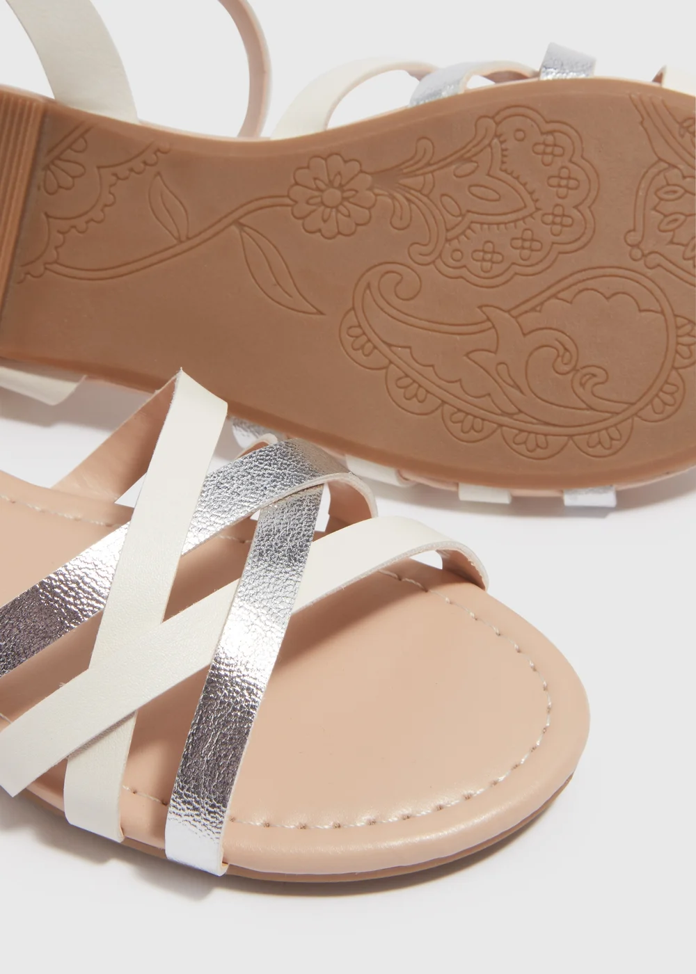 Girls White Sandals (Younger 10-Older 5) - Size 1 Image 2