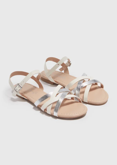 Girls White Sandals (Younger 10-Older 5) - Size 1 Image 1