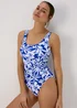 Blue Floral Print Swimsuit - Size 8 Image 1