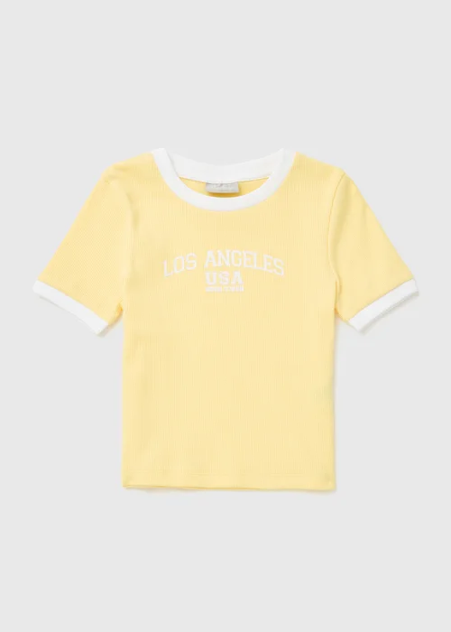 Yellow Costal Retreat Ringer T-Shirt (7-15yrs) - 7 Yrs Image 1